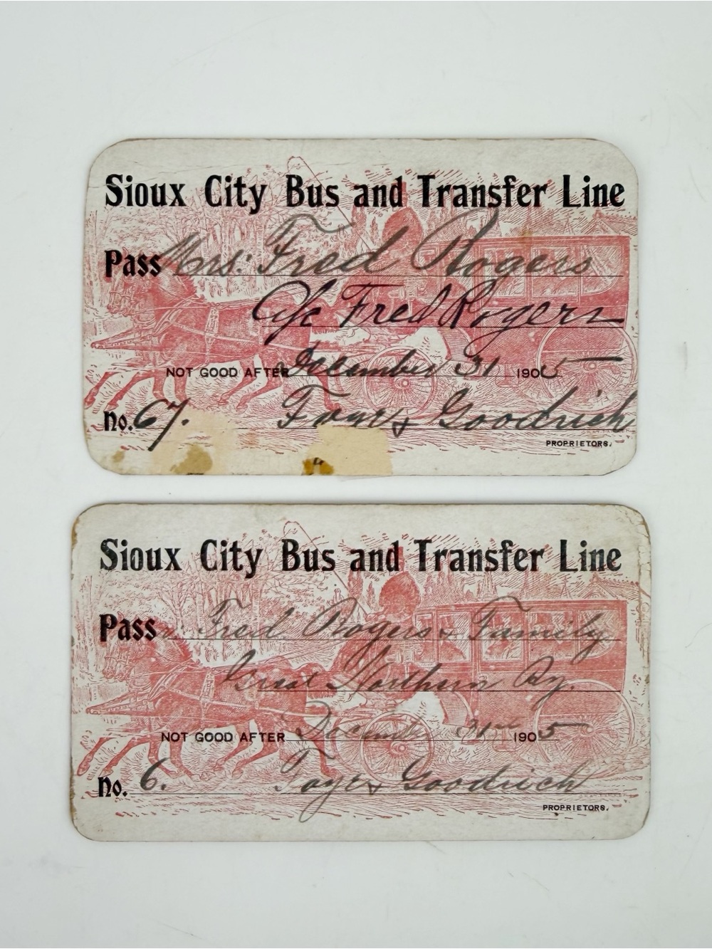 Antique 1905 Sioux City Bus Transfer Line Pass Lot Great Northern RR Ephemera